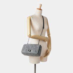 Dior Grey Medium Tweed Macrocannage Caro Bag