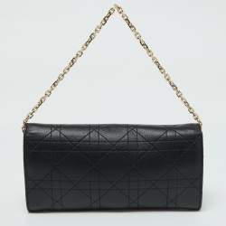 Dior Black Cannage Leather Rendezvous Wallet on Chain