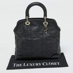 Pre Owned Dior Black Cannage Leather Granville Tote