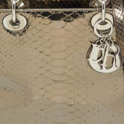 Pre Owned Dior Metallic Python Medium Lady Dior Tote