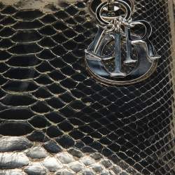 Pre Owned Dior Metallic Python Medium Lady Dior Tote