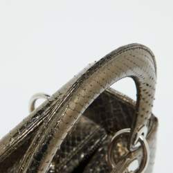 Pre Owned Dior Metallic Python Medium Lady Dior Tote