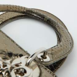 Pre Owned Dior Metallic Python Medium Lady Dior Tote