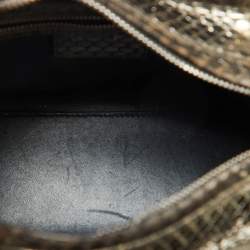 Pre Owned Dior Metallic Python Medium Lady Dior Tote