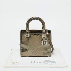 Pre Owned Dior Metallic Python Medium Lady Dior Tote
