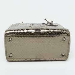 Pre Owned Dior Metallic Python Medium Lady Dior Tote