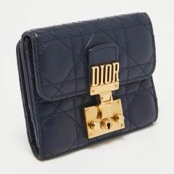 Dior Navy Blue Cannage Leather Dior Addict Compact Wallet