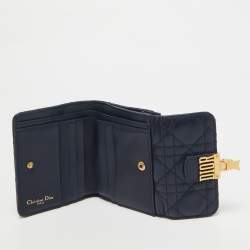 Dior Navy Blue Cannage Leather Dior Addict Compact Wallet