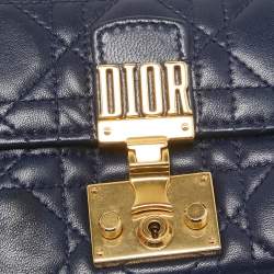 Dior Navy Blue Cannage Leather Dior Addict Compact Wallet