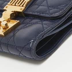 Dior Navy Blue Cannage Leather Dior Addict Compact Wallet