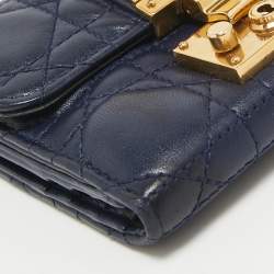 Dior Navy Blue Cannage Leather Dior Addict Compact Wallet