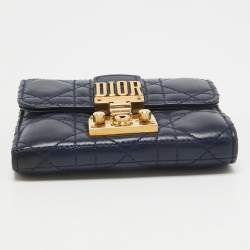 Dior Navy Blue Cannage Leather Dior Addict Compact Wallet