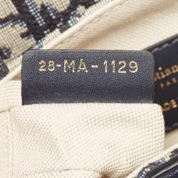 Dior Navy Blue Oblique Canvas and Leather Mini Saddle Bag