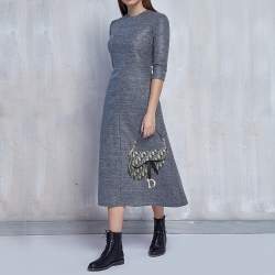Dior Navy Blue Oblique Canvas and Leather Mini Saddle Bag