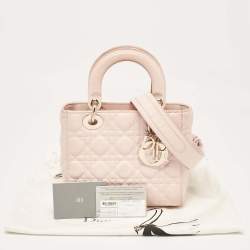 Pre Owned Dior Pink Cannage Leather Small Lady Dior My ABCDior Tote