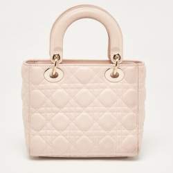 Pre Owned Dior Pink Cannage Leather Small Lady Dior My ABCDior Tote