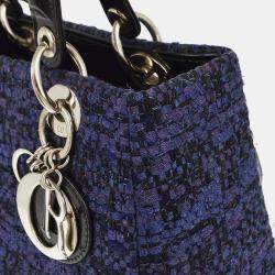 Christian Dior Navy and Black Tweed Lady Dior Handbag 