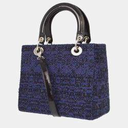 Christian Dior Navy and Black Tweed Lady Dior Handbag 