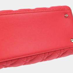 Christian Dior Pink Lambskin Lady Dior Cannage Handbag