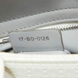 Pre Owned Dior White Microcannage Patent Leather Mini Lady Dior Tote