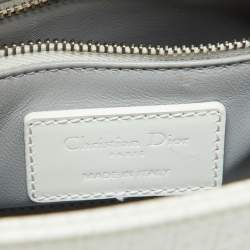 Pre Owned Dior White Microcannage Patent Leather Mini Lady Dior Tote