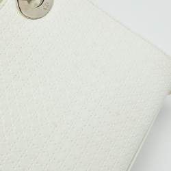 Pre Owned Dior White Microcannage Patent Leather Mini Lady Dior Tote