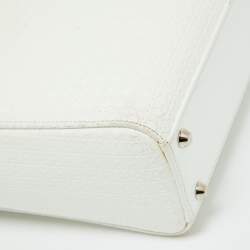 Pre Owned Dior White Microcannage Patent Leather Mini Lady Dior Tote