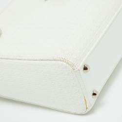 Pre Owned Dior White Microcannage Patent Leather Mini Lady Dior Tote