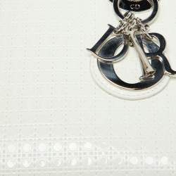 Pre Owned Dior White Microcannage Patent Leather Mini Lady Dior Tote