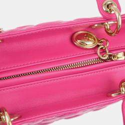 Pre Owned Christian Dior Pink Lambskin Lady Dior Cannage Handbag