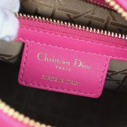 Pre Owned Christian Dior Pink Lambskin Lady Dior Cannage Handbag