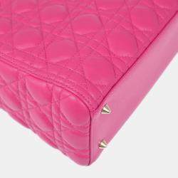 Pre Owned Christian Dior Pink Lambskin Lady Dior Cannage Handbag