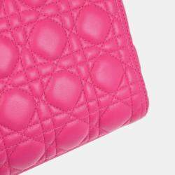 Pre Owned Christian Dior Pink Lambskin Lady Dior Cannage Handbag