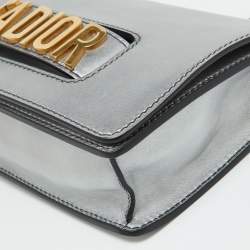 Pre Owned Dior Silver Leather Miss J'adior Chain Flap Bag