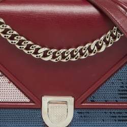 Pre Owned Dior Burgundy Leather and Sequins Medium Diorama Shoulder Bag
