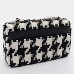 Christian Dior Black White Fabric Dior CARO Medium Shoulder Bag