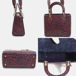 مملوكة مسبقًا حقيبة ديور أحب باريس كتف حريمي جلد كحلي x أحمر