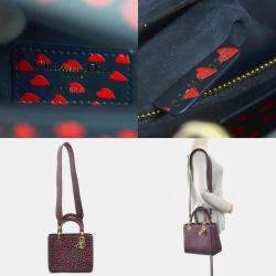 مملوكة مسبقًا حقيبة ديور أحب باريس كتف حريمي جلد كحلي x أحمر