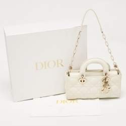 Dior Off White Cannage Leather Small Lady D-Joy Tote