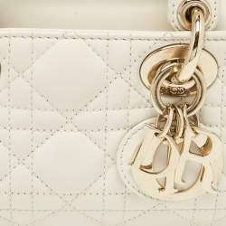 Dior Off White Cannage Leather Small Lady D-Joy Tote