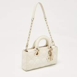 Dior Off White Cannage Leather Small Lady D-Joy Tote