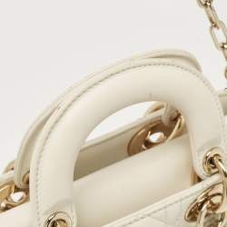 Dior Off White Cannage Leather Small Lady D-Joy Tote