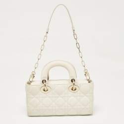 Dior Off White Cannage Leather Small Lady D-Joy Tote