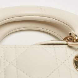 Dior Off White Cannage Leather Small Lady D-Joy Tote