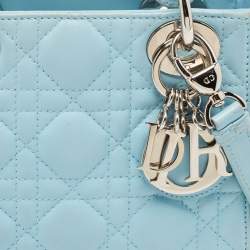 Dior Light Blue Cannage Leather Mini Lady Dior Tote