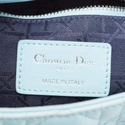 Dior Light Blue Cannage Leather Mini Lady Dior Tote