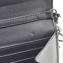 Pre Owned Dior Metallic Patent Leather Micro Cannage Croisiere Wallet on Chain