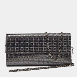 Pre Owned Dior Metallic Patent Leather Micro Cannage Croisiere Wallet on Chain