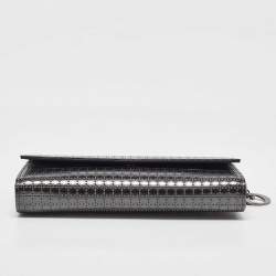 Pre Owned Dior Metallic Patent Leather Micro Cannage Croisiere Wallet on Chain