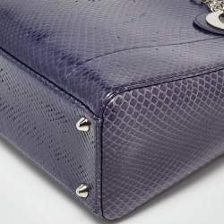Dior Navy Blue Python Large Lady Dior Tote